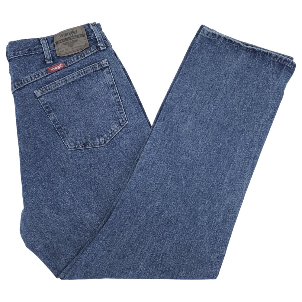 Wrangler Jeans Mens 36x34 Blue Relaxed Fit Comfort Denim Mid Wash Baggy - Picture 1 of 12